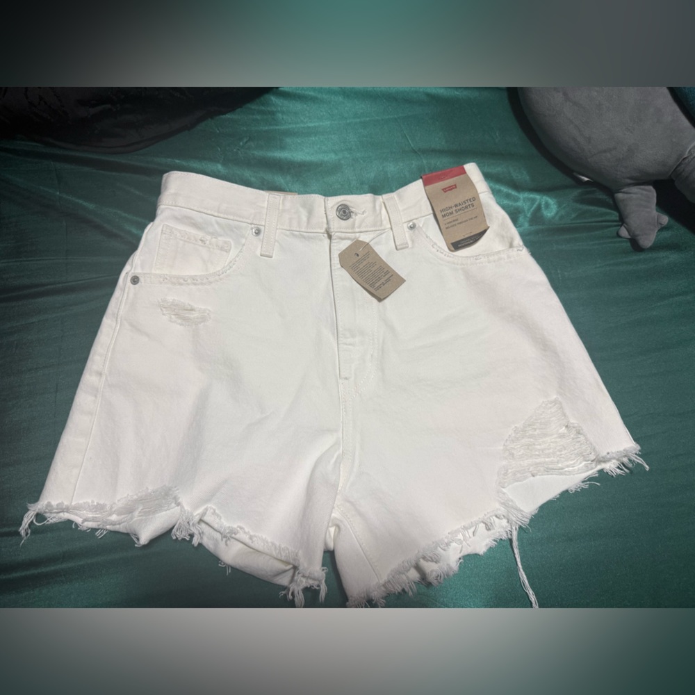 Levi's White Frayed Jean Shorts